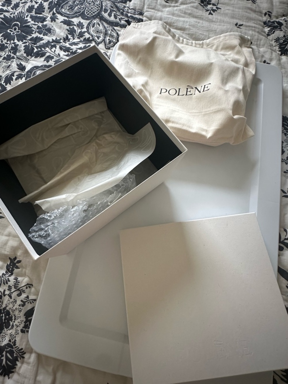 Polène Dust Bag and Box Set in Cream and Black